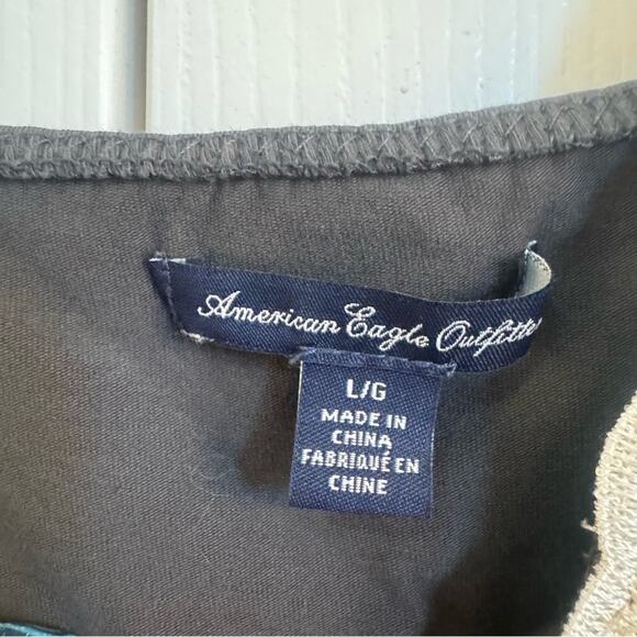 American Eagle Outfitters Women’s Embroidered Neon Green and Gray Tank Top Sz L - Picture 3 of 4